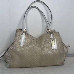 Coach Beige Signature Tote Bag